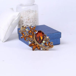 Big Rhinestone Flower High Brooches Pins Crystal Metal Party Wedding