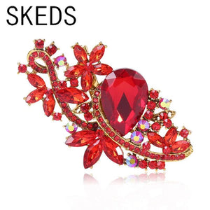 Big Rhinestone Flower High Brooches Pins Crystal Metal Party Wedding