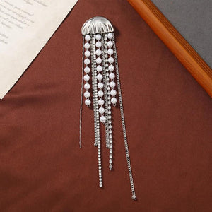 Women Tassel Pearl Jellyfish Pins Corsage Vintage Animal Brooches