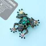 Vintage Green Rhinestone Frog Brooch Pin Men Women Coat Jewelry