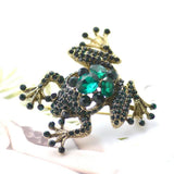 Vintage Green Rhinestone Frog Brooch Pin Men Women Coat Jewelry