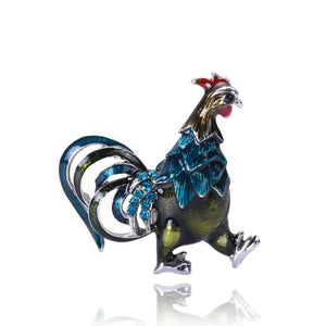 Colorful Rooster Brooch, Vintage Style Chicken Garment Accessory