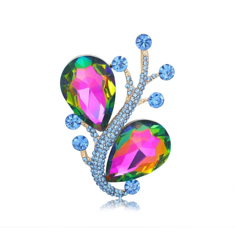 Water Drop Crystal Brooches Ladies Jewelry Glass Rhinestones