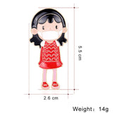 Cartoon Enamel Girls Brooch Corsage Pins for Women
