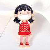 Cartoon Enamel Girls Brooch Corsage Pins for Women