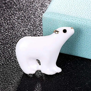 Enamel Polar Bear Brooch for Men Women Kid