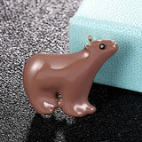 Enamel Polar Bear Brooch for Men Women Kid
