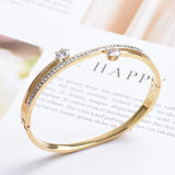 Crystal Cuff Bangles Bracelets CZ Accessory Stainless Steel Bangles