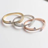 Crystal Cuff Bangles Bracelets CZ Accessory Stainless Steel Bangles