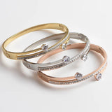 Crystal Cuff Bangles Bracelets CZ Accessory Stainless Steel Bangles