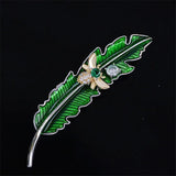 Enamel Leaves Bee Zircon Brooch Winter Overcoat Jewelry