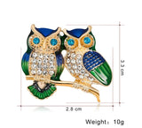 Double Owl Brooch Pins Crystal Animal jewelry AL216