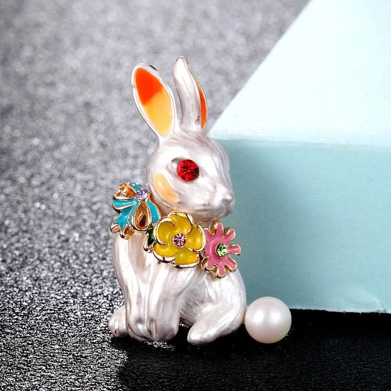 Rabbit Animal Brooch Christmas Enamel Scarf Accessory Punk Hat Jewelry
