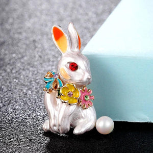 Rabbit Animal Brooch Christmas Enamel Scarf Accessory Punk Hat Jewelry