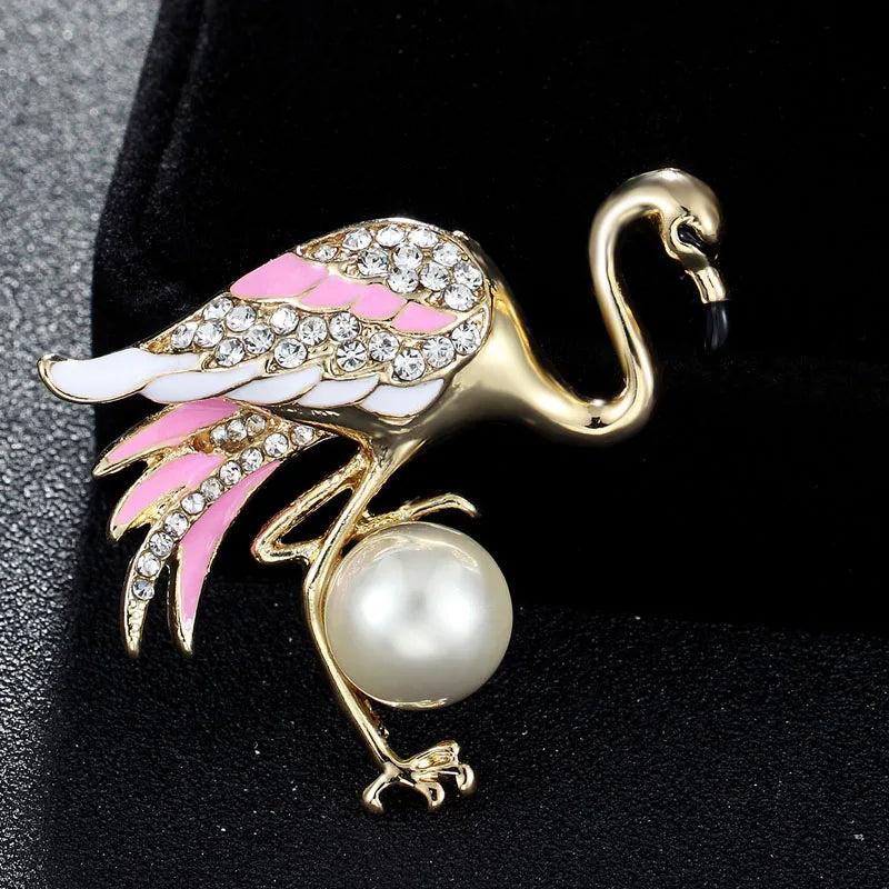 Pink Bird Enamel Brooches Alloy Animal Jewelry