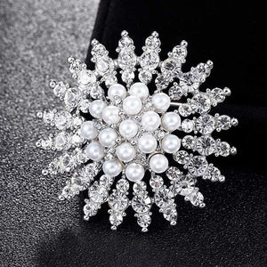 Pearl Wedding Brooch Bridal Jewelry Rhinestone Crystal Hijab Accessory