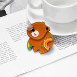 Acrylic Brown Bear Shape Brooch for Women