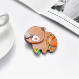 Acrylic Brown Bear Shape Brooch for Women