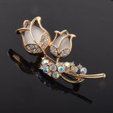 Opal Rhinestone Rose Brooch for Bridal Wedding Dress