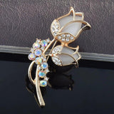 Opal Rhinestone Rose Brooch for Bridal Wedding Dress