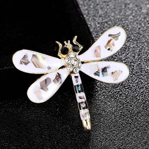 Vintage Dragonfly Brooch Pin Enamel Shell Alloy Punk Bijoux Party Jewelry