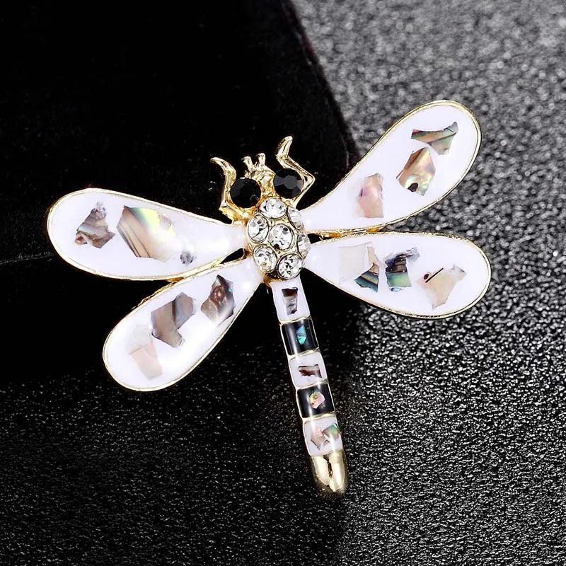 Vintage Dragonfly Brooch Pin Enamel Shell Alloy Punk Bijoux Party Jewelry