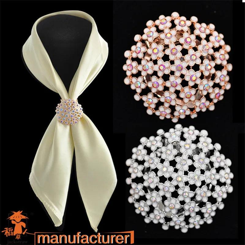 Enamel Flower Brooch Rhinestone Bouquet Pin