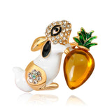 Rabbit Brooch Pin Crystal Animal Alloy Women Dress Scarf Jewelry AG198