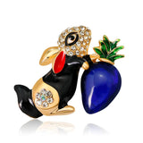 Rabbit Brooch Pin Crystal Animal Alloy Women Dress Scarf Jewelry AG198