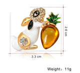 Rabbit Brooch Pin Crystal Animal Alloy Women Dress Scarf Jewelry AG198