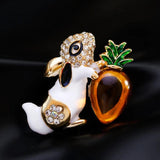 Rabbit Brooch Pin Crystal Animal Alloy Women Dress Scarf Jewelry AG198