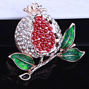 Red Enamel Flower Bridal Brooch Jewelry Women's Hijab Pins Hats Accessory