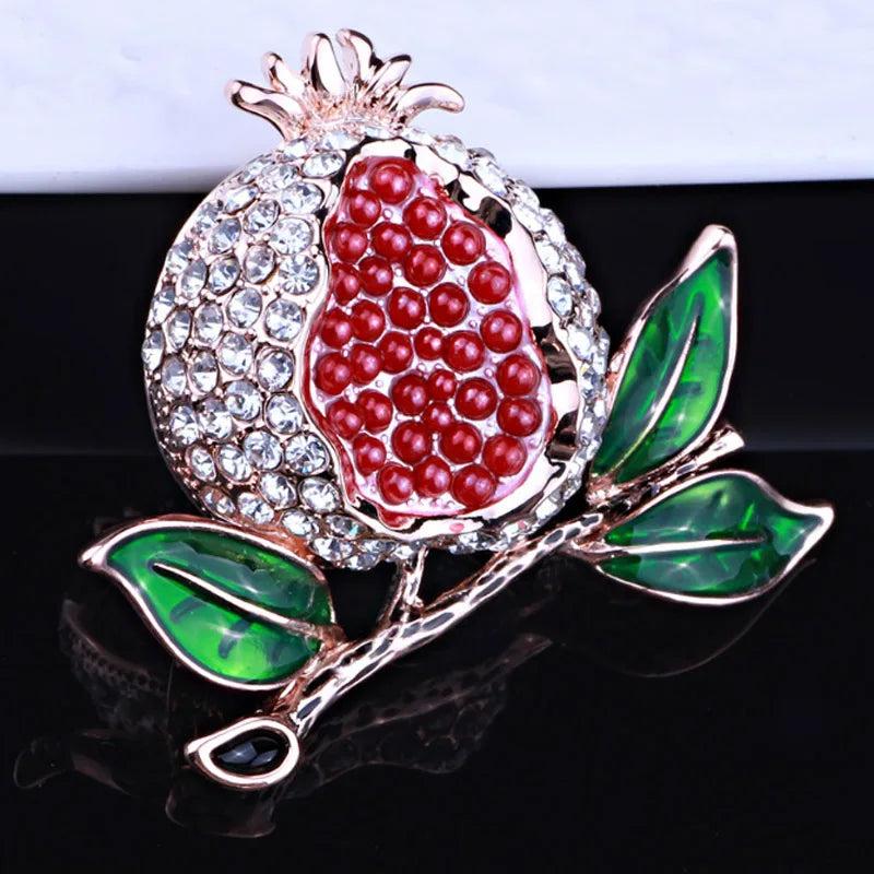 Red Enamel Flower Bridal Brooch Jewelry Women's Hijab Pins Hats Accessory