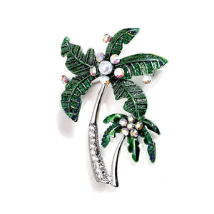 Bohemian Coconut Tree Brooches Pearl Rhinestones Brooch
