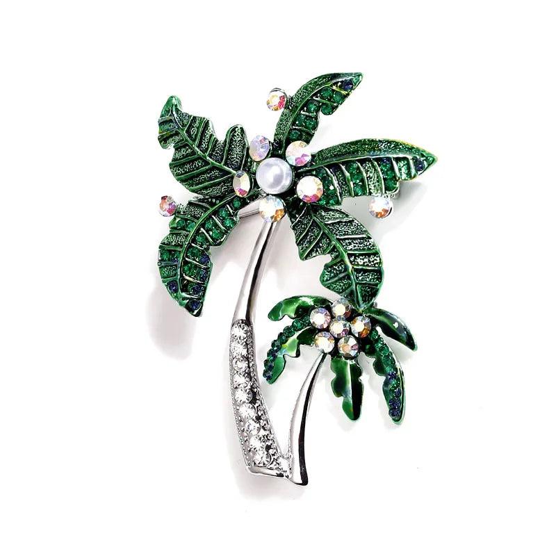 Bohemian Coconut Tree Brooches Pearl Rhinestones Brooch