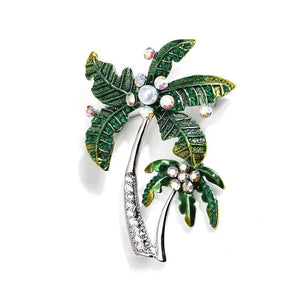 Bohemian Coconut Tree Brooches Pearl Rhinestones Brooch