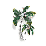 Bohemian Coconut Tree Brooches Pearl Rhinestones Brooch