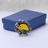 Marine Fish Enamel Brooch Coral Pearl Oil Drip High-grade Corsage