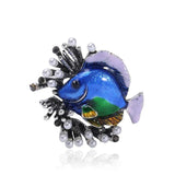 Marine Fish Enamel Brooch Coral Pearl Oil Drip High-grade Corsage