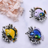 Marine Fish Enamel Brooch Coral Pearl Oil Drip High-grade Corsage