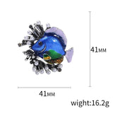Marine Fish Enamel Brooch Coral Pearl Oil Drip High-grade Corsage