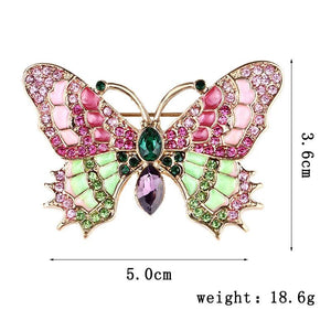 Pink Vintage Butterfly Brooch Purple Rhinestone Enamel Pins