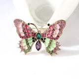 Pink Vintage Butterfly Brooch Purple Rhinestone Enamel Pins