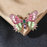 Pink Vintage Butterfly Brooch Purple Rhinestone Enamel Pins