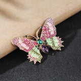 Pink Vintage Butterfly Brooch Purple Rhinestone Enamel Pins