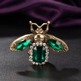 Green Crystal Bee Insect Brooches Jewelry for Women