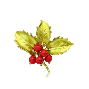 Yellow Maple Leaf Bejeweled Brooch Pin Women Dress Scarf Pins Gift