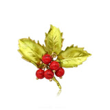 Yellow Maple Leaf Bejeweled Brooch Pin Women Dress Scarf Pins Gift