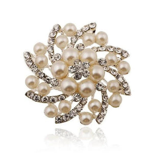 Vintage Pearl Flower Shape Brooches Wedding Rhinestone Bijoux Pins