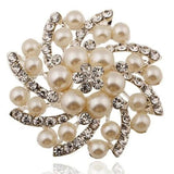 Vintage Pearl Flower Shape Brooches Wedding Rhinestone Bijoux Pins